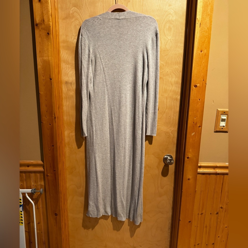 Express Long Ribbed Gray Cardigan - Picture 2 of 4
